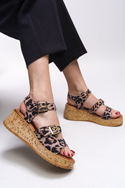 Riccon Leopard Beige Mylreene Women's Sandals 0012260