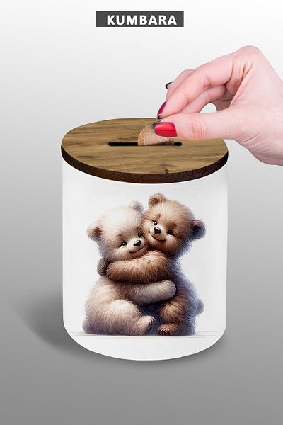 Bytwo Cute Bear Family Piggy Bank 9 cm Ceramic Small Size Table Top