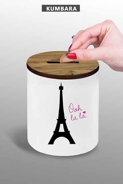 bymat Eiffel Design Piggy Bank 9 cm Ceramic Small Size Tableware 25Kgb140