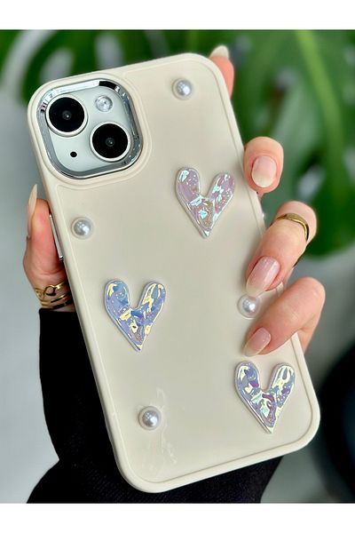 Go Aksesuar حافظة سيليكون بتصميم قلب حجري متوافقة مع هاتف Iphone 14 Plus - 15 Plus