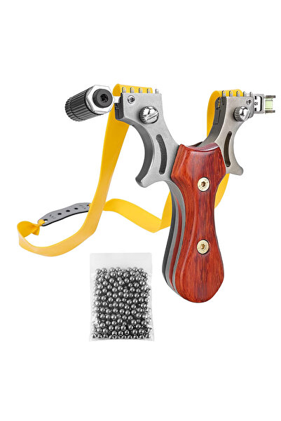 Depox Laserový prak IdeallStore, Sling Queen, kovový, 11,5 cm, s kuličkou, dřevěná rukojeť, hnědý, 100