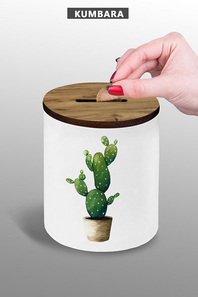 yhfoto Cactus Saving Piggy Bank - 9 cm Small Size Ceramic Table Top
