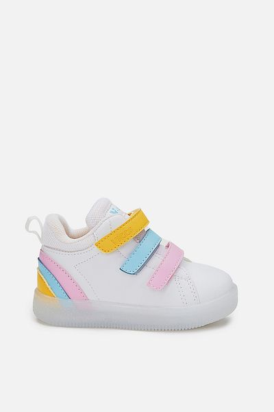 Vicco Baby Girl White/Pink Boots with Rainbow Light