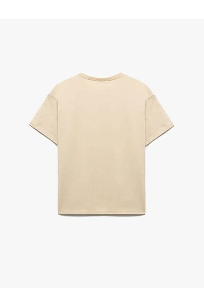 Koton Cotton Printed Crew Neck Beige Boy's T-Shirt 5Skb10313Tk
