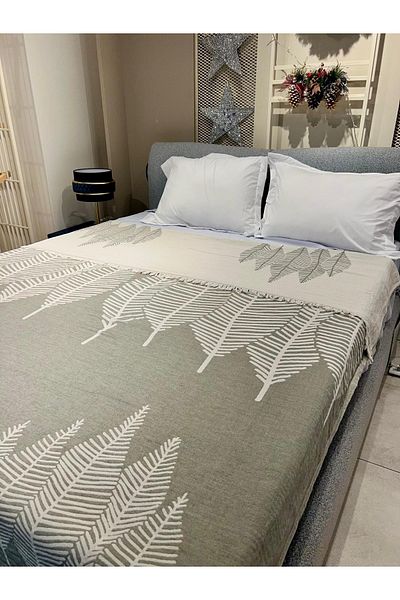 Explore Home Dark Green Double Muslin Bedspread with Cotton