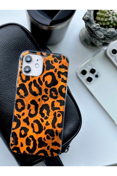 Go Aksesuar Iphone 12 ve 12 Pro Uyumlu Leopar Tasarımlı Shine Renk Geçişli Es...
