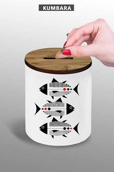 Bytwo Visual Piggy Bank 9 cm Small Size Ceramic Tabletop Fish Freshening Application