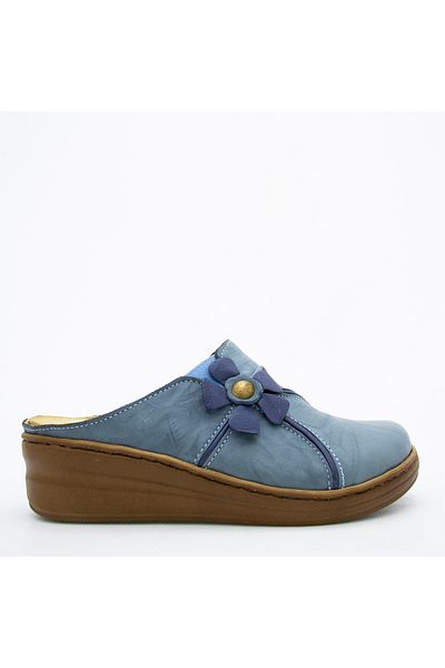 CONSUELO Papuci Sabo din piele cu talpă ortopedică Velcro 10401