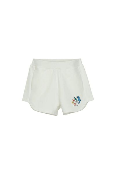 LOVETTI Sea Horse Printed Ecru Girl's Shorts - Two Thread