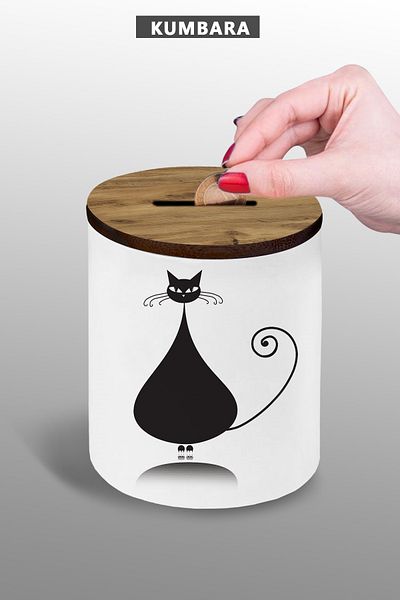 yhfoto Piggy Bank 9 cm Ceramic Small Size Tabletop Shishko Cat Design