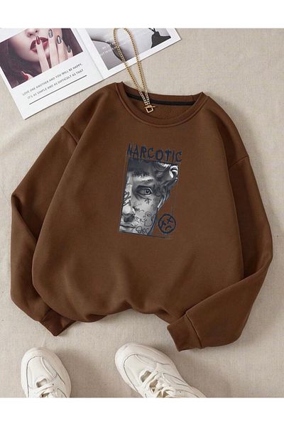 RPT MODA ОБЩ СУИТШЪРТ С ОБЛАЧЕНО ЯКЛЕ С ПРИНТ НА ​​НАРКО