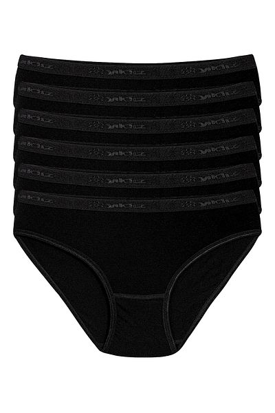 YILDIZ Bamboo Belted Lycra Bikini Panties 6 Pack Black Star Kod3956