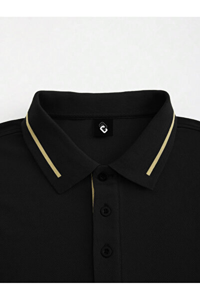 SELF CONTROL Bavlněné pánské tričko Regular Fit s knoflíkem a límečkem