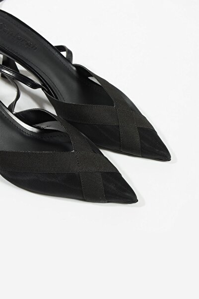 Seniorah Black Reptar - Women's Pointed Toe Transparent Heeled Shoes