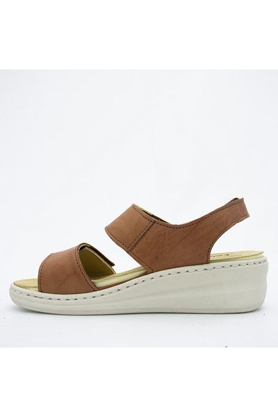 CONSUELO Papuci din piele cu talpă ortopedică Velcro 10403