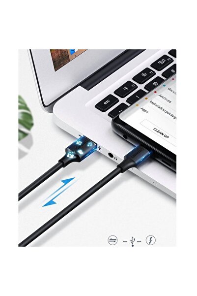 Ugreen USB-A to USB-C Fast Charging Cable, 2 Meter, 3A Max, Charging & Data Sync, 480Mbps, Black