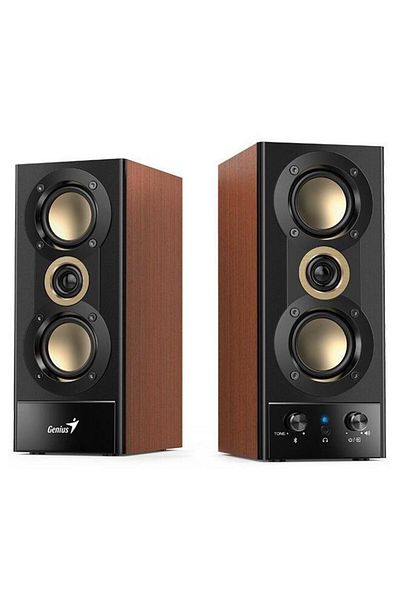 GENIUS Boxe PC Genius SP-HF800BT, 20W, Bluetooth, lemn (Negru/Maro)