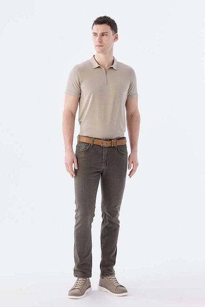 Jakamen Καφέ Slim fit Βαμβακερό τζιν παντελόνι