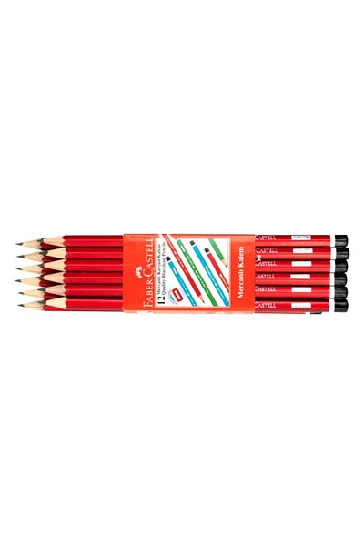 Faber Castell Angular Coral Red Pencil 12'Li Hb Nib, Break-Resistant, Erasable Without Leaving Traces