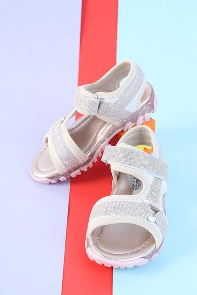 Moda Lime Κορίτσι Velcro Ευέλικτη Σόλα Πλήρης Ορθοπεδική Ανθεκτική Φαρδιά Εφαρμογή Κοριτσίστικα Αθλητικά Σανδάλια Παντόφλες