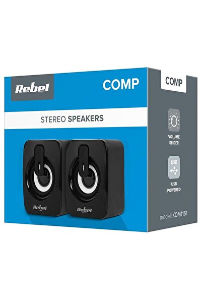 Rebel Rebel Speakers KOM1151, 2.0, 6 W (Black)