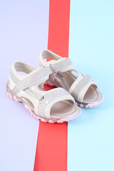 Moda Lime Κορίτσι Velcro Ευέλικτη Σόλα Πλήρης Ορθοπεδική Ανθεκτική Φαρδιά Εφαρμογή Κοριτσίστικα Αθλητικά Σανδάλια Παντόφλες