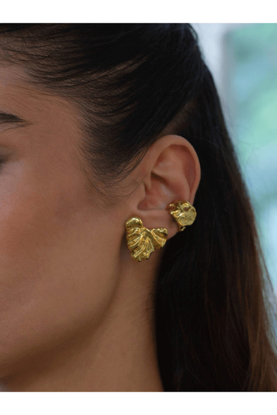 LİNYA JEWELLERY Yora Amorf Kıkırdak Küpe Gold