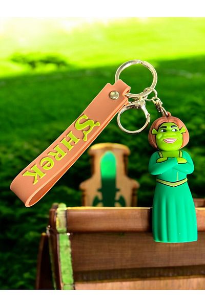 GLANZEND 3D Luxury Large Size Shrek & Princess Fiona Keychain and Bag Accessory