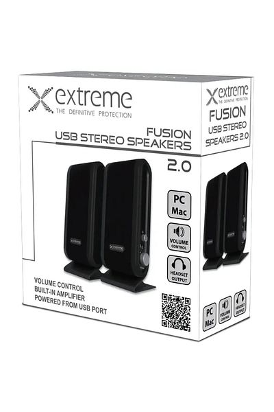 Extreme Boxe 2.0 Extreme Fusion, USB/Jack 3.5mm, 4W RMS (Negru)