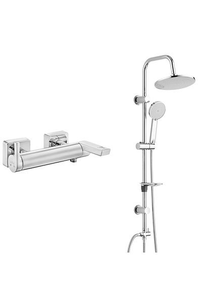 Eca İcon Bathroom Faucet T-May Bathroom Lidya Oval Head Shower Set Set Stainless Chrome