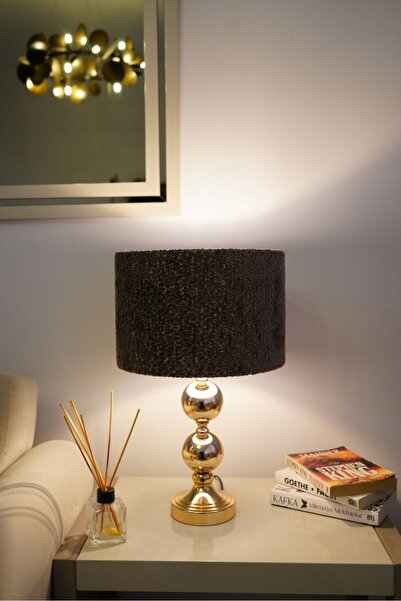 retro home design Gold Ayaklı Dokuma Füme Şapkalı El Yapımı Abajur Masa Lambası Salon Yatak Odası