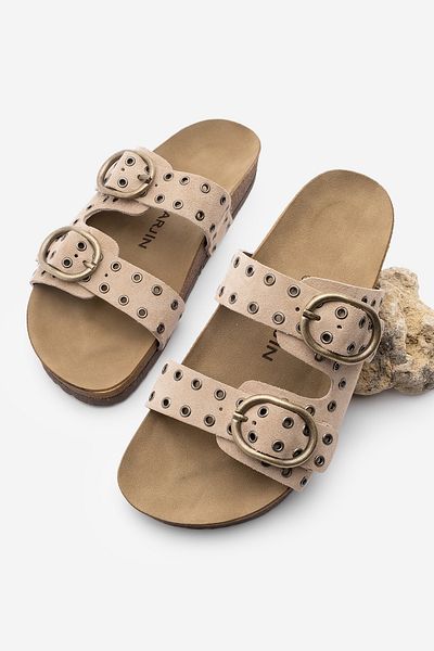 Marjin Papuci de damă Nivor Beige Suede Daily Trock Buckle