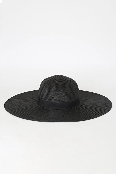 Külah Pălărie mare de paie neagră - șapcă de plajă naturală