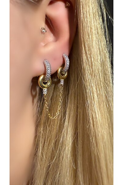 Luna Argento 2'li Çift Renk Küpe