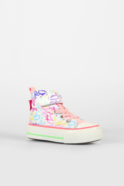 Vicco Island Patterned Girl Preschool White/Pink Sneaker