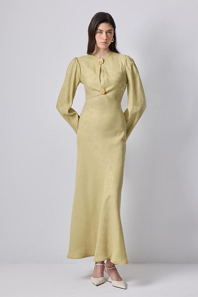 Touché Privé Button Detail Jacquard Dress