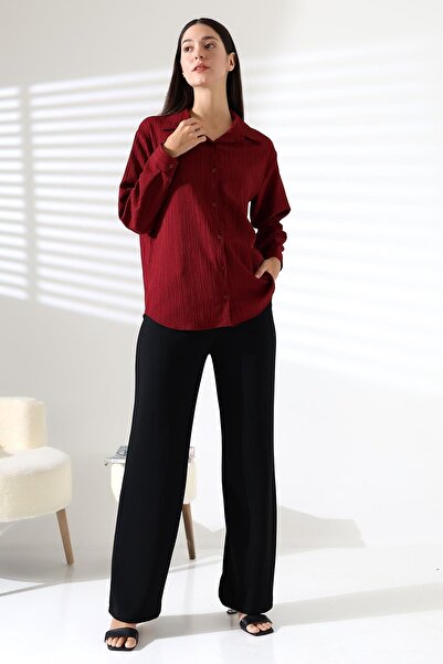 ribana Regular Fit Long Sleeve Durres Textured Women's Cool Feeling Shirt