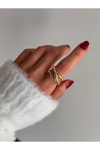 Miliva Gold Twist Ring |   Free Size Ring |   Adjustable Numberless Ring