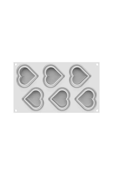 silikomart Silicone mold single-portion hearts, Heartix85, 6 cavities, 78x70x30h mm