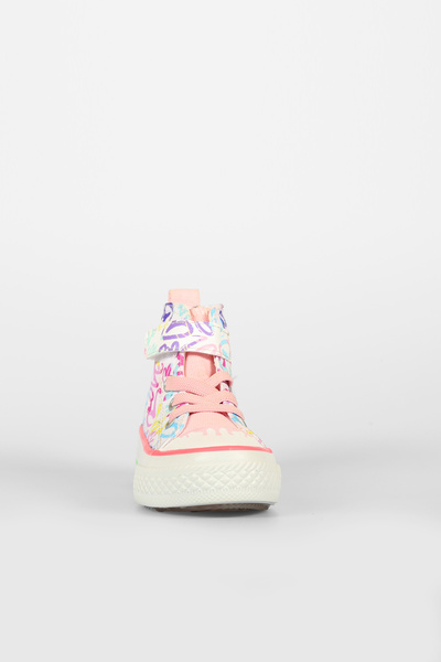 Vicco Island Patterned Girl Preschool White/Pink Sneaker