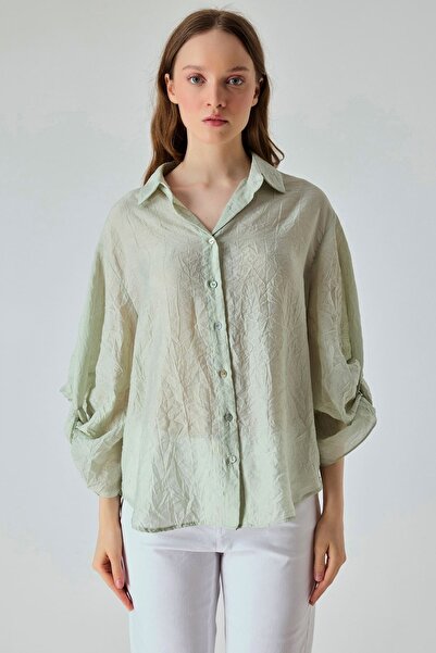 FEVER Kraşlı kolları büzgü detaylı gömlek