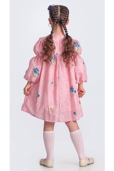 Little Pumpkin Rochie Eid de muselina cu broderie de flori pentru fete