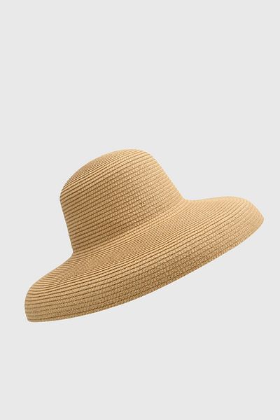 Külah Women's Wavy Brim Trend Camel Straw Hat