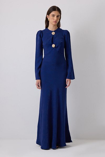Touché Privé Button Detail Jacquard Dress