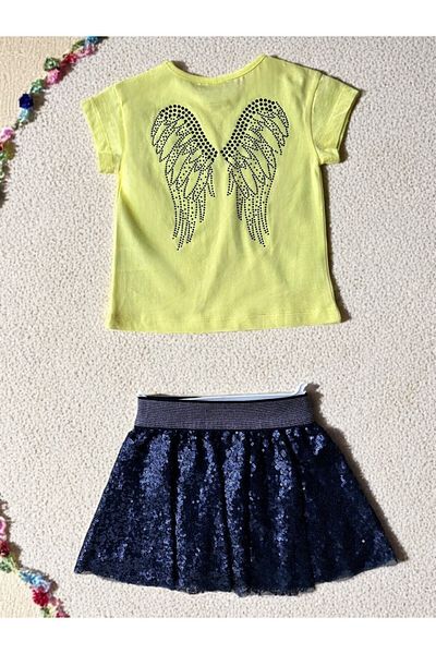 DMB BOYS & GIRLS 1-10 Years Old Angel Angel Wing Stone T-Shirt Shiny Lined Skirt Summer Daily Special Day Girl's Suit