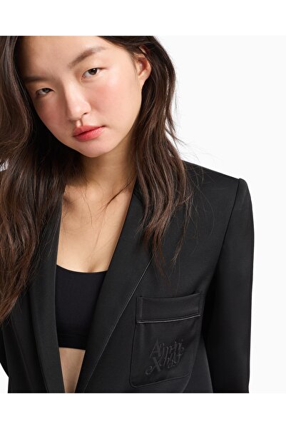 Armani Exchange Kadın Mat Saten Kumaş Tek Düğmeli Siyah Ceket XW000140 AF10840-UC001