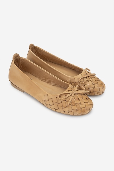 Valmenti Women's Genuine Leather Tan Ballerina Shoes