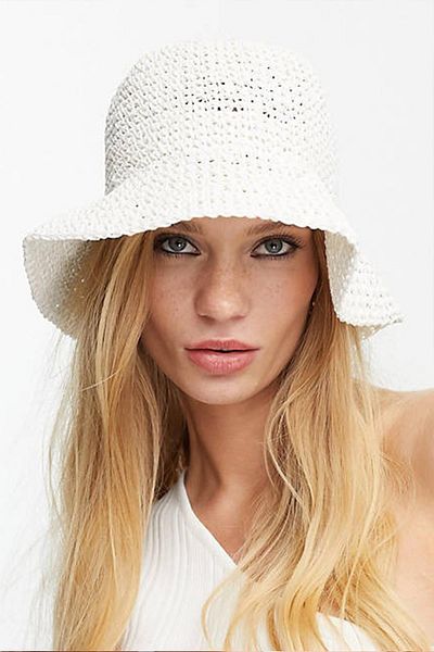 Külah White Natural Straw Bucket - Adjustable Bucket Beach Hat