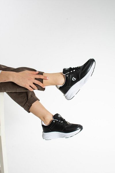 Getcho Nesra Black Pantofi sport pentru femei Talpă groasă albă Pantofi casual confortabil pentru mers pe jos pentru utilizare zilnică