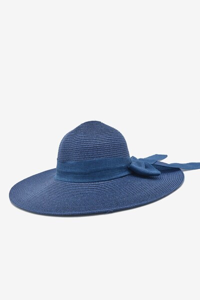 Külah Pălărie de paie pentru femei, albastru marin, cu boruri late